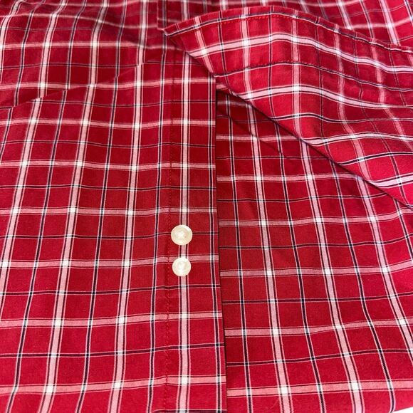 Tommy Hilfiger 90s Plaid Shirt Mens Large Red Long Sleeve Button Up Vintage - Picture 10 of 16